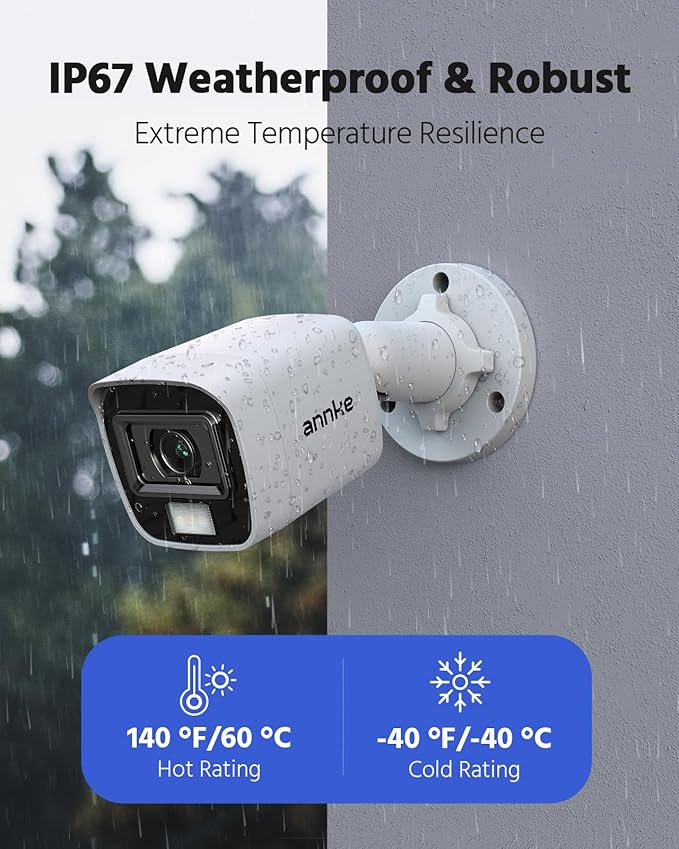 ANNKE 8CH 2MP Security Camera System, 8 Channel H.265+ DVR Recorder, AI Human/Vehicle Detection, 4X 1080P Cams with Smart Dual Light Color Night Vision for Home & Business Surveillance, IP67, 1TB HDD