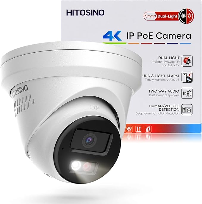 4K Outdoor Turret PoE Camera - 8MP Active Deterrent IP Camera w/Smart Color Night (98ft), 2-Way Audio, Human/Vehicle Detection, Full Metal IP67, 127° Wide Angle, 120dB WDR, Hik-Connect/SADP
