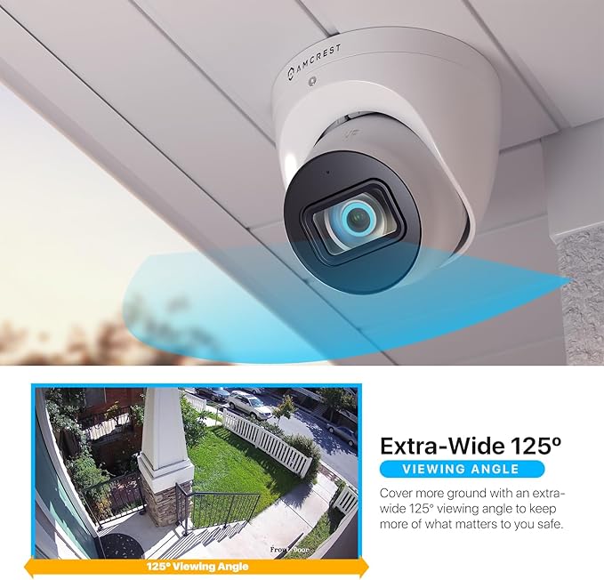 Amcrest Analog 4K Outdoor Security Camera, Turret 8MP @15fps CCTV-Coax-BNC, 65ft Night Vision, 125° Angle, Built-in Mic, White (AMC4KDM28-W-V3), (Not an IP Camera) DVR Required, Not Included