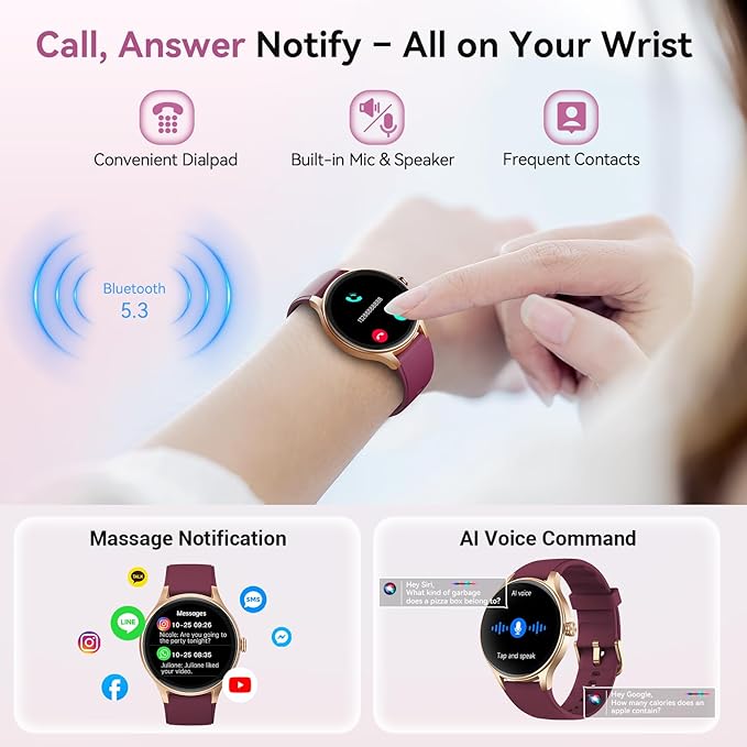Smart Watches for Women/Men, 1.27" HD Smartwatch Fitness Tracker with Bluetooth Calls (Make/Answer), Heart Rate/SpO2/Sleep Monitor, 12 Days Battery, IP68 Waterproof - Purple