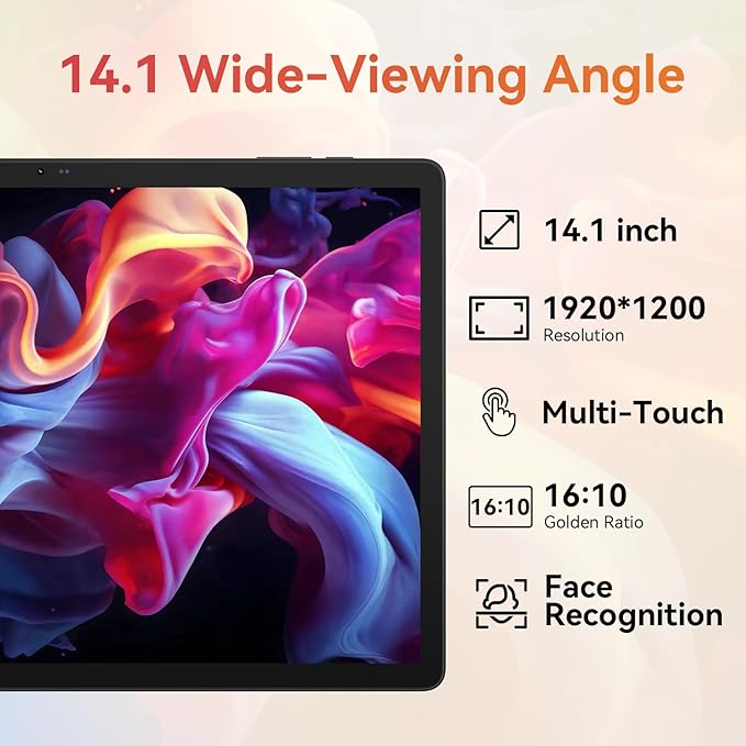 Tablet｜14 inch Android 15 Tablet｜30GB RAM 256GB ROM｜1920 * 1200 IPS FHD｜10000mAh 30W Fast Charging｜Octa-core Processor｜Wi-Fi 6, BT 5.4｜Dual Camera with Keyboard｜Mouse｜Stylus｜Case｜Headphone
