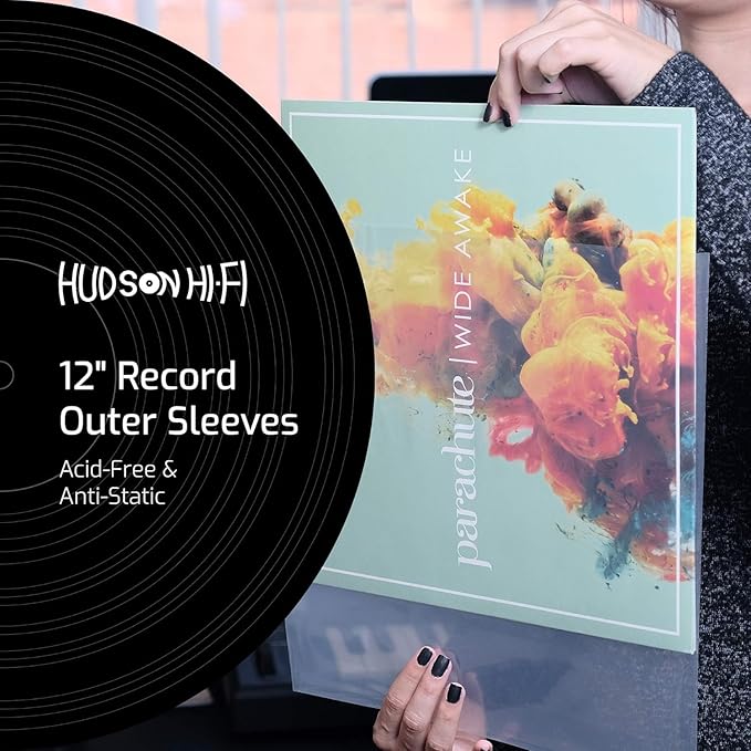 New - Hudson Hi-Fi Vinyl Record Outer Sleeve Covers - 50 Pack - Premium Crystal Clear Sleeves - Protect Your LP Albums from Scratches, Dirt & Dust - 3 Layers of 30µm Thick No-Acid Exterior Disc Cover