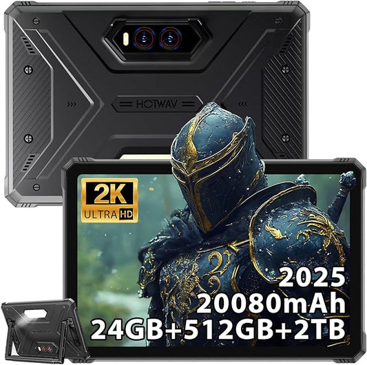 HOTWAV R9 Plus Rugged Tablet, 11 Inch 2K FHD+ Waterproof Tablets 24GB + 512GB/TF 2TB Android 14 Tablet, 20080mAh Battery, 64MP+16MP, Octa-Core, Dual SIM 4G/WLAN 5/IP68&IP69K/Face ID/GPS/OTG/Gemin AI