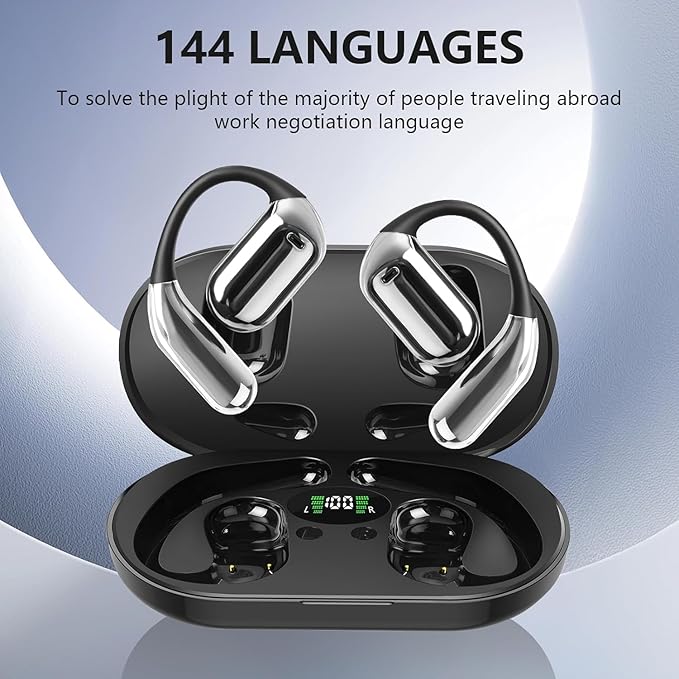 Translation Earbuds Real Time - AI 144 Language Translator Earbuds, Audifonos Traductores Inglés Español, 3-in-1 Translating Device, Translate Ear Buds for Travel Business Learning with Charging Case
