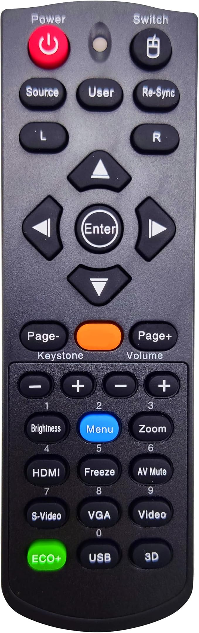 Projector Remote Control for Optoma EW556, EX555, EX556, TW556-3D, TW635-3D, TX635-3D, W304M, W306ST, W401, W501, X304M, X306ST, X401, X501, ZW210ST, ZW212ST, ZX210ST, ZX212ST
