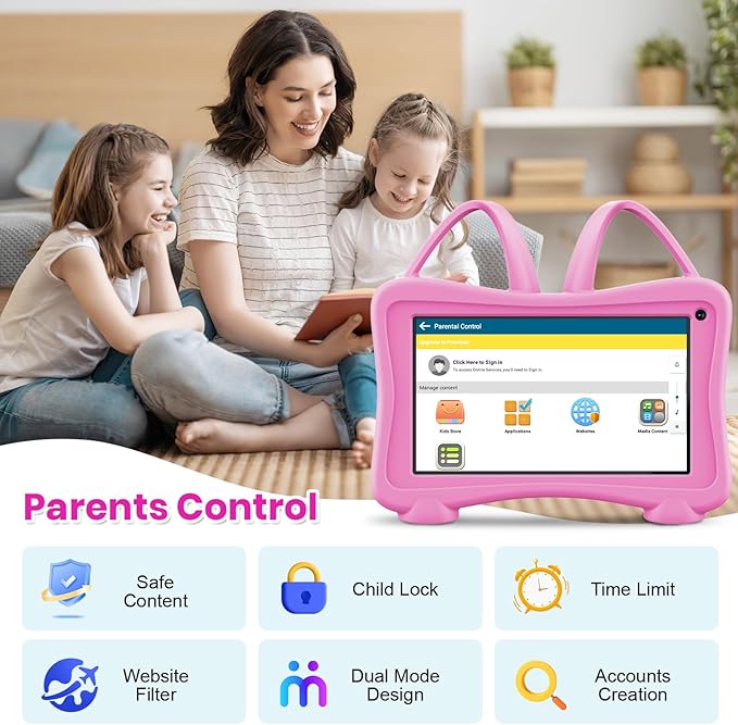 Kids Tablet 7 Toddlers Learning Tablet with WiFi, YouTube, Dual Camera, Touch Screen, Parental Control, Child Tablets for Boys Girls