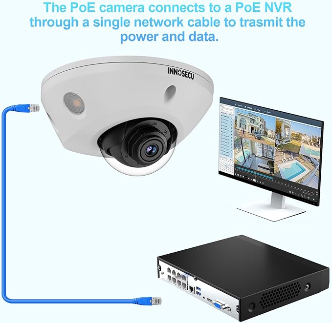 AI 8MP PoE Camera, Outdoor Vandal-Proof Dome Security IP Camera, Smart Dual Light Color Night Vision, Built-in Mic, 2.8mm Lens 110°, Face Detection, Human/Vehicle Detection, IND8ED63B