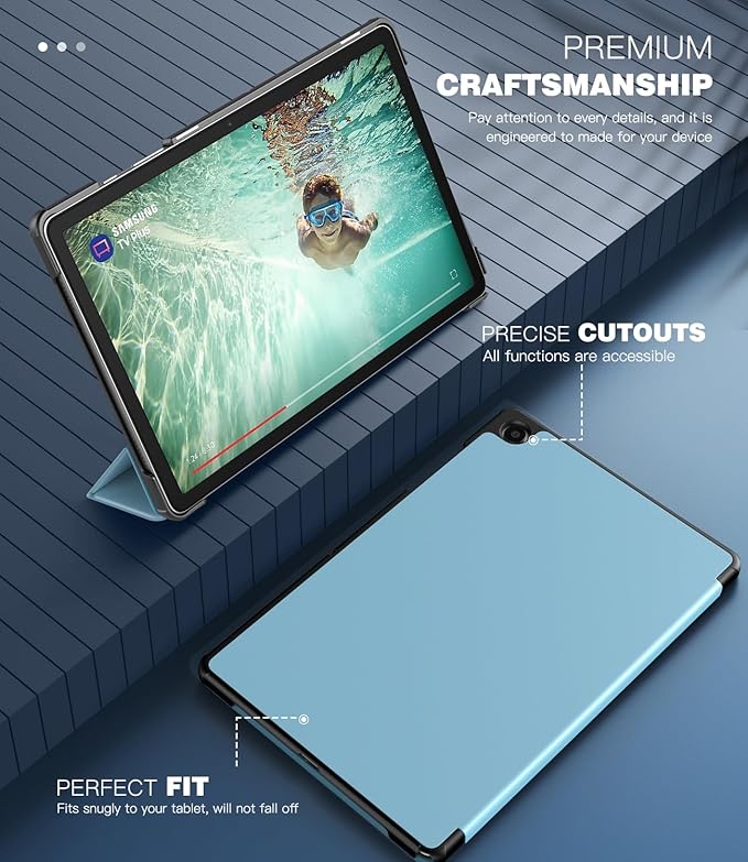 TiMOVO Case for Samsung Galaxy Tab A9+/A9 Plus 11 Inch 2023, Slim Lightweight Stand Hard Back Shell Protective Cover for Galaxy Tab A9+ Tablet SM-X210/X216/X218, Auto Wake/Sleep, Misty Blue