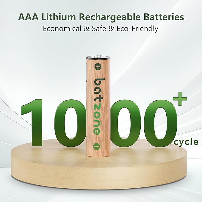 Rechargeable AAA Batteries, 814mWh AAA Batteries Lithium, Long Lasting USB C AAA Rechargeable Battery, 8 Pack with 2 USB-C 2-in-1 Charging Cable Over 1000+ Cycles