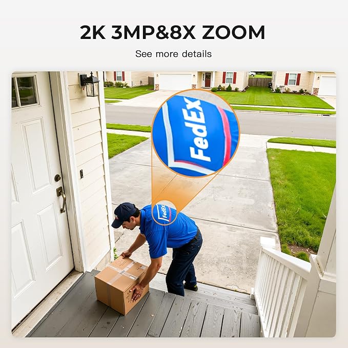 2K Cameras for Home Security,Indoor/Outdoor for Baby/Elder/Pet Monitoring with Phone app,Wired Plug&Play,Color Night Vision,2-Way Audio&24/7 Recording ,Support 128G Card Storage ( Not Included)