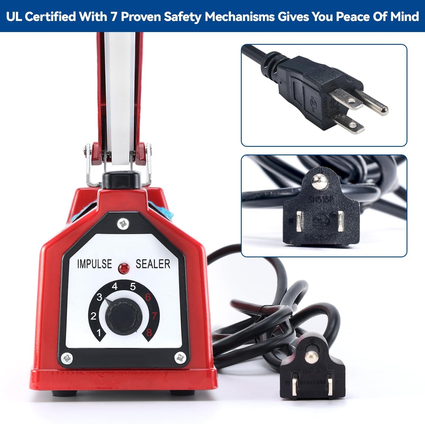 Sealer Pro, 12-inch Super Impulse Heat Bag Sealer, 7-mm Sealing System with Patent for Never Burn Out, Antioxidant Aluminium Shield, Copper Transformer, Built-in Fuse Safety System, Red