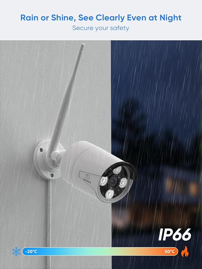 SANNCE 16CH 8MP NVR Wireless Security Camera System with 4 * 8MP IP66 Waterproof Surveillance IP Cameras, 2TB HDD Storage, Dual-Band WiFi, H.264+ Video Coding, Night Vision