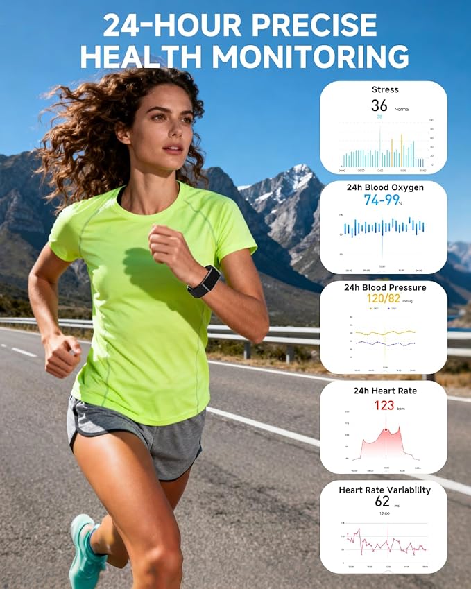 Smart Bracelet for Men Women, Health Activity Fitness Trackers, 24/7 Continuous Blood Pressure/Heart Rate Monitor, 24H Sleep Tracker,170+ Sports Modes Fitness Tracker, Smart Band with Free APP 2 Bands