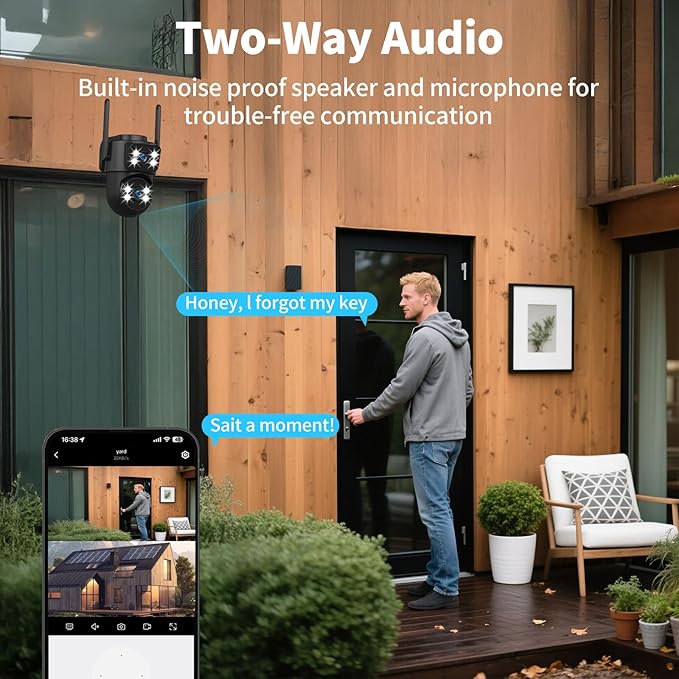 Dual-Lens Smart Indoor Outdoor Camera, 2K-3MP HD 5G WiFi, 360° AI Motion Tracking, IP65 Weatherproof, Color Night Vision, 24/7 Recording, 2-Way Audio, Baby/Nanny Cam (No Card Included)