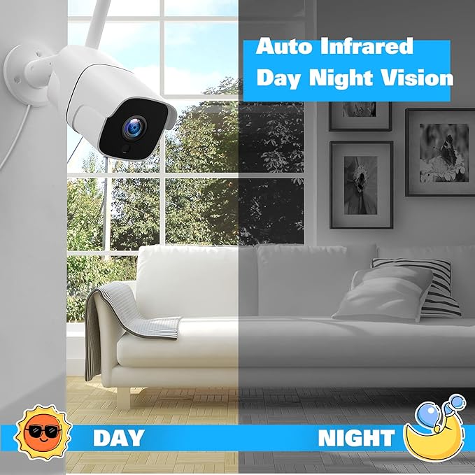 Wireless Security Camera System with 12" Monitor &500GB HDD, 8CH NVR Security Camera System Wireless Outdoor with 4pcs WiFi Cameras, Night Vision 24/7 Recording (500GB HDD+4cam+12" Monitor)