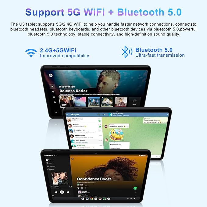 Tablet 10 inch Android 15 Tablets 30GB RAM 128GB ROM 1TB Expand, 8000mAh Octa-Core Tablets with Keyboard Mouse, HD IPS Display, Gemini AI, GPS, 5G WiFi, Widevine L1, Split-Screen - Metal Black