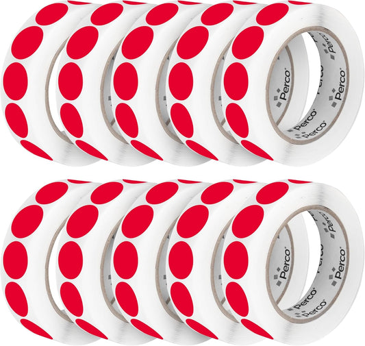 Perco Red 1-Inch Perforated Circle Dot Sticker Labels â 10 Rolls, 10,000 Round Stickers â with Permanent Adhesive for Inventory Management, Color Coding, Garage Sales, CraftsâMade in USA