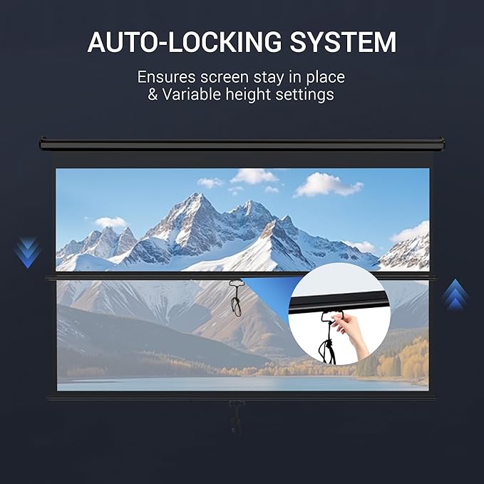 ZENY Portable Projector Screen Pull Down, 72 Inch 4:3 Video Projection Screen Home Theater, Retractable Projector Screen, Moive Screen Indoor Outdoor, Wall Mount (72'' 4:3 Black)