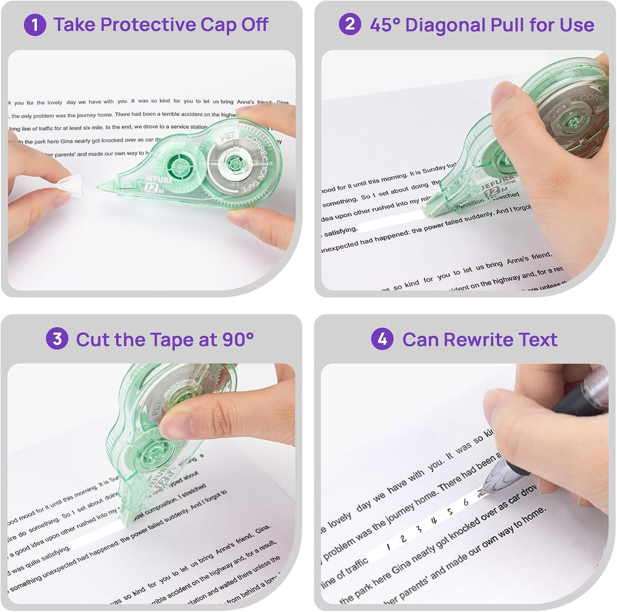 12 Pcs Colorful Core Correction Tape, 39.37 Ft White Wrong Out Tear-Resistant Bulk, Instant Corrections Easy to Use Applicator for School, Office, Note Taking, Journal (Tape Width 0.2 in)