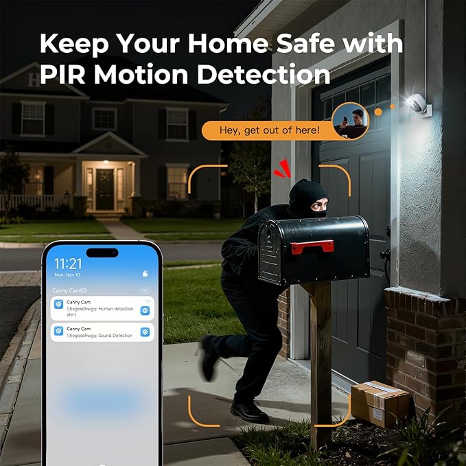 2K Cameras for Home Security,Indoor/Outdoor for Baby/Elder/Pet Monitoring with Phone app,Wired Plug&Play,Color Night Vision,2-Way Audio&24/7 Recording ,Support 128G Card Storage ( Not Included)