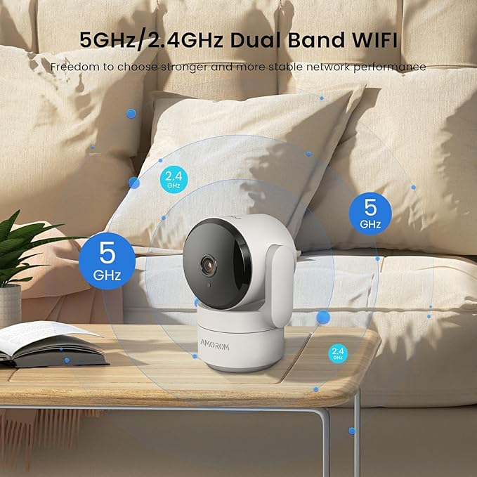 Pet Camera, Baby Camera, 2K 360° Home Security Camera, Night Vision, 2-Way Audio, AI Motion Detection, Works with Alexa & Google Assistant, Support 2.4GHz & 5GHz WiFi