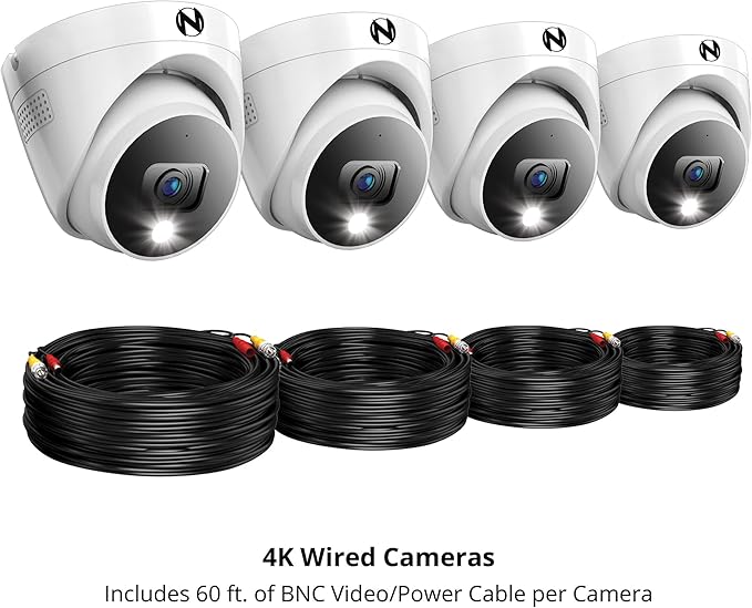 Night Owl Add On Wired 2K HD Indoor/Outdoor Deterrence Dome Cameras with 2-Way Audio (4 Pack)