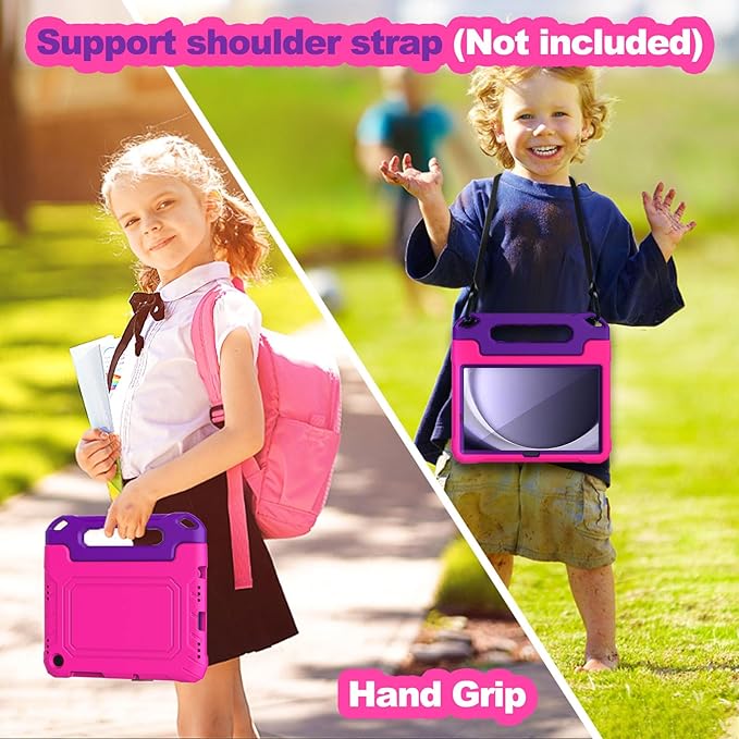 YIHE Kids Case for Samsung Galaxy Tab A11 Plus 2025 & A9 Plus 2023 11 Inch, Shockproof Handle Stand Cover with Built-in Screen Protector, Pink&Purple