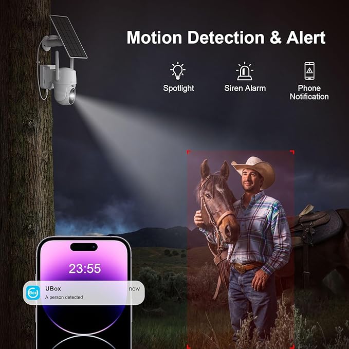 4G LTE Cellular Security Camera No Internet Needed, No wifi Security Camera Outdoor wireless, Wireless Security Cameras Outdoor with SIM Card, 360 PTZ, Human Sensor, SD/cloud, 2-way Talk, IP66