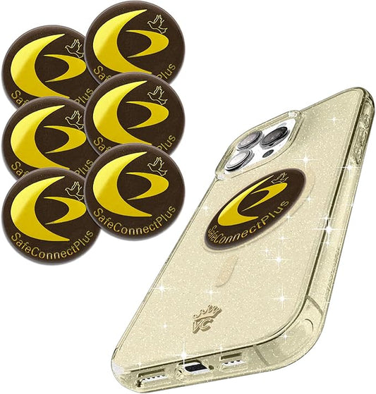 Pack of 6 EMF Stickers for Cell Phone- 5G Ready Harmonizer Stickers Proudly Made in USA for Cell Phones, Laptops or Tablets- EMF mega Shield for All Electronic Devices (Gold-Black)