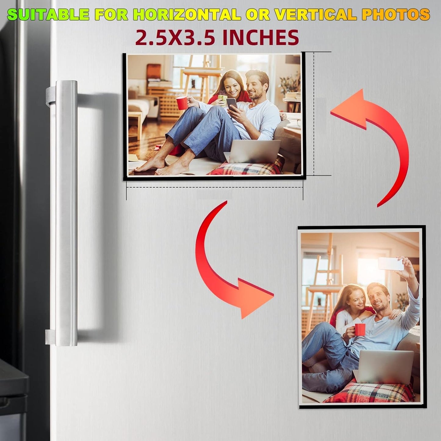 Magnetic Picture Frame 2.5X3.5,Black 10 Pieces,Wallet Size Photo Magnets Sleeves for Refrigerator