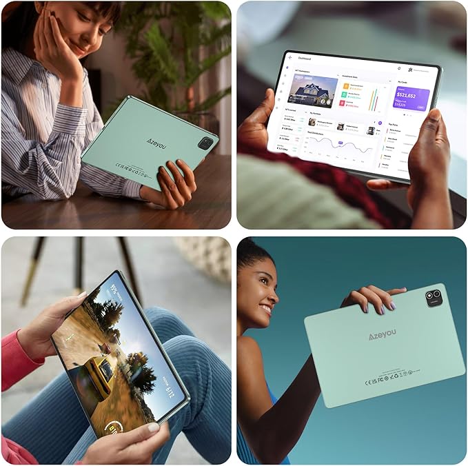 11 inch Tablet, Android 15 Tablet 20GB RAM +128GB ROM+1TB Expand, Octa Core Processor 8000mAh Battery, 1920x1200 IPS Touch Screen, 5+8MP Dual HD Camera, 5G WiFi , Widevine L1, Matel Green with Case
