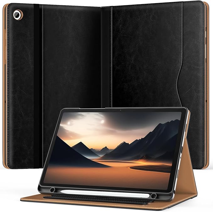 OKP Case for Samsug Galaxy Tab A9+ Plus 11 inch 2024(SM-X210/X216/X218), PU Leather Folio Cover with Multi-Angle Stand//Pen Holder, Auto Wake/Sleep Case for Galaxy A9+ 11" Tablet (Black)