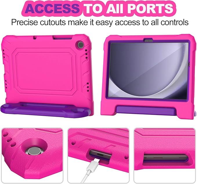 YIHE Kids Case for Samsung Galaxy Tab A11 Plus 2025 & A9 Plus 2023 11 Inch, Shockproof Handle Stand Cover with Built-in Screen Protector, Pink&Purple