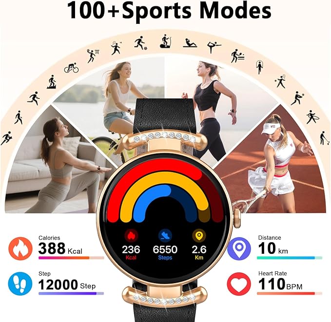 Smart Watches for Women Android IOS, 1.2'' AMOLED Ultra-Clear Screen Fitness Trackers with Bluetooth Call (Answer/Make), Smartwatch with Heart Rate,Sleep Monitor, IP68 Waterproof,100+ Sports Mode