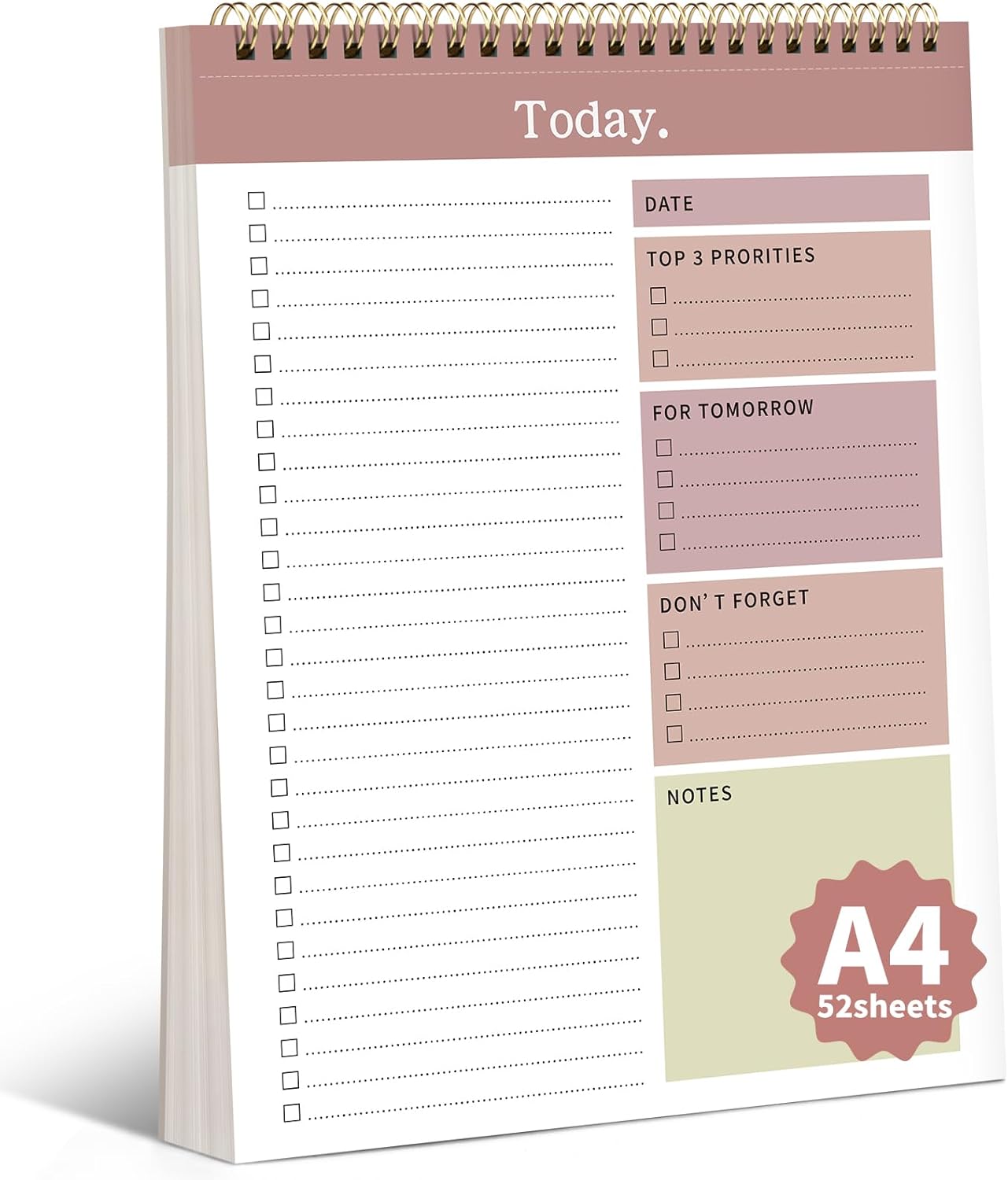 To Do List Notepad, 52 Undated Sheets ï¼8.5"Ã11"ï¼Duplex-printed Daily Planner For Work Home School Office Desk Accessories Supplies & Goal Setting Tasks-RED
