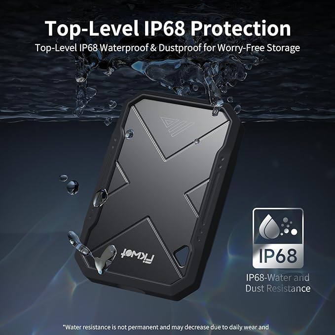 2TB Portable SSD, Up to 2050MB/s, USB 3.2 Gen2 USB-C, IP68 Water & Dust Resistant, Shockproof, External Solid State Drive for Smart TV, Cameras, iPhone 16/15, Windows, Mac and Other Devices (FP90)