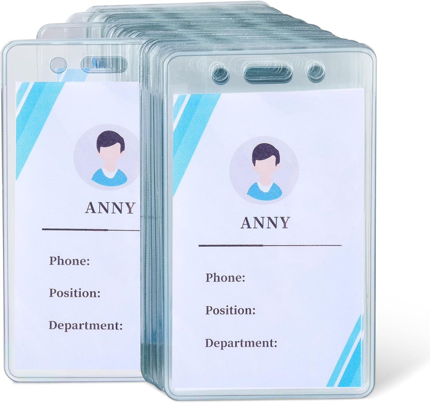 Amazon Basics ID Badge Holders, Vertical Clear Plastic 2.55" x 4.41", Pack of 50
