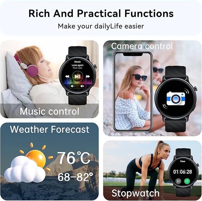 Smart Watch for Women Fitness Tracker: Waterproof Digital Mens Watches Make Answer Call Smartwatch for Android Phone iPhone Samsung Compatible Step Running Pedometer Sleep SpO2 Heart Rate Monitor