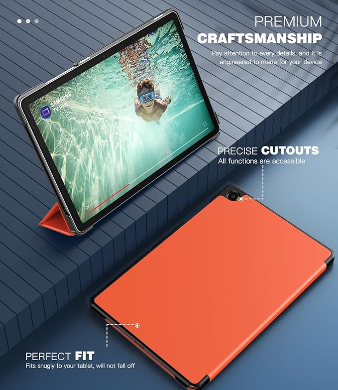 TiMOVO Case for Samsung Galaxy Tab A9+/A9 Plus 11 Inch 2023, Slim Lightweight Stand Hard Back Shell Protective Cover for Galaxy Tab A9+ Tablet SM-X210/X216/X218, Auto Wake/Sleep, Orange