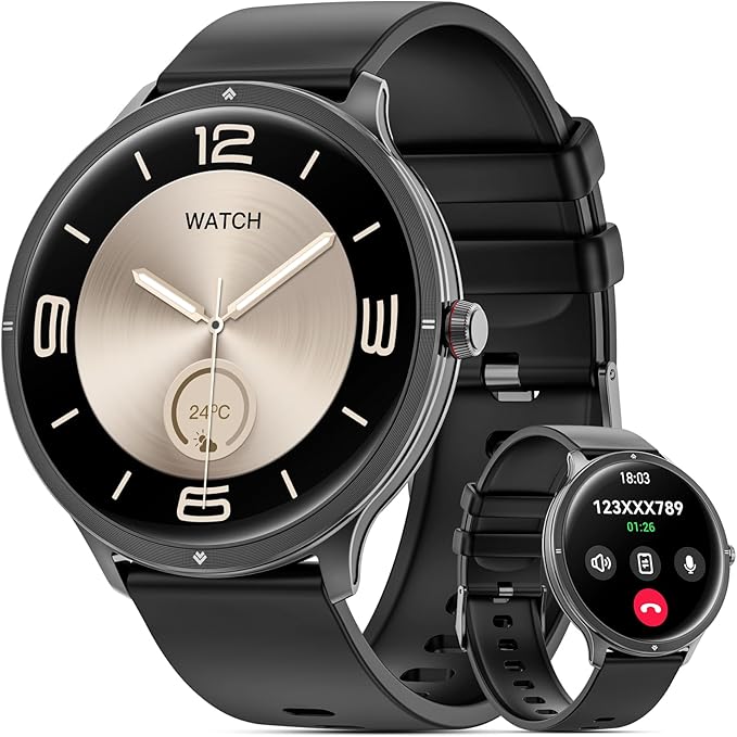 Smart Watch, 1.75" AMOLED Smartwatch for Men Women(Answer/Make Call), Fitness Activity Tracker Heart Rate/Sleep Monitor/Pedometer, IP68 Waterproof, 100+ Sport Modes Smart Watches for Android iPhone
