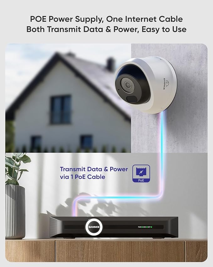 SANNCE 2K 3MP Super HD PoE IP Security Camera - 100ft Dual IR Night Vision, Human and Vehicle Detection, IP67 Weatherproof, H.265+ Dome Surveillance Camera for Indoor Outdoor (2 Pack)