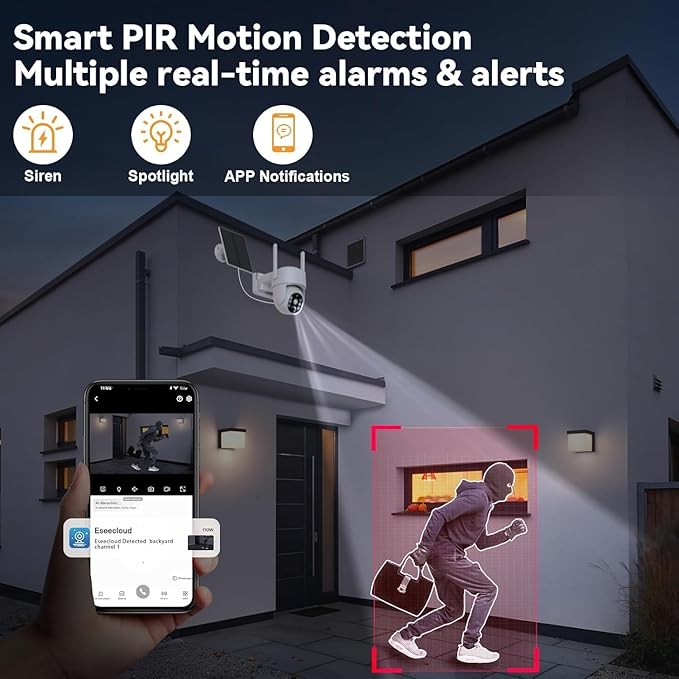 Solar Security Cameras Wireless Outdoor, 5G/2.4GHz WiFi Outdoor Security Camera for Home Security, Solar Powered Security Camera, Human Detection, Color Night Vision 1-Pack