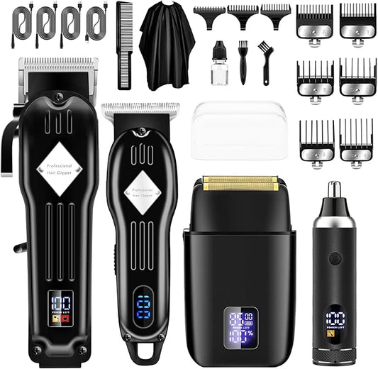 SUNNOW Professional Hair Clippers and Trimmer Set for Men, Beard Trimmer & Foil Shaver & Nose Trimmer Kit, Cordless Mens Clippers and Grooming Kit for Hair Cutting, Beard Styling, Home, Barber