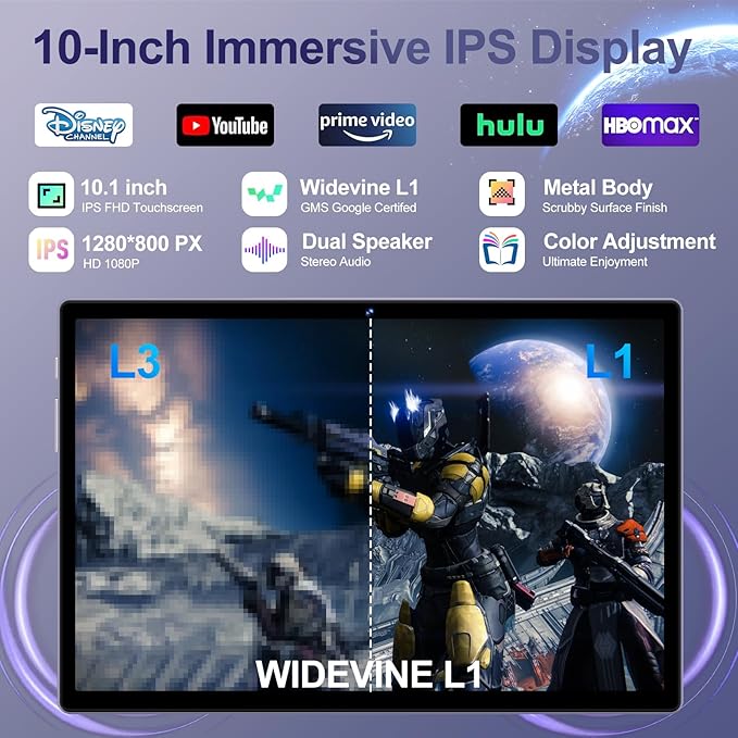 2025 Android 15 Tablet with Keyboard | Gemini AI, 30GB+128GB Octa-Core Electronics Tablets w/ 10 Inch IPS HD Display, 8000mAh, 5G WiFi, 1TB Expand, Mouse+Case, BT 5.0, Widevine L1, Metal Body -Purple