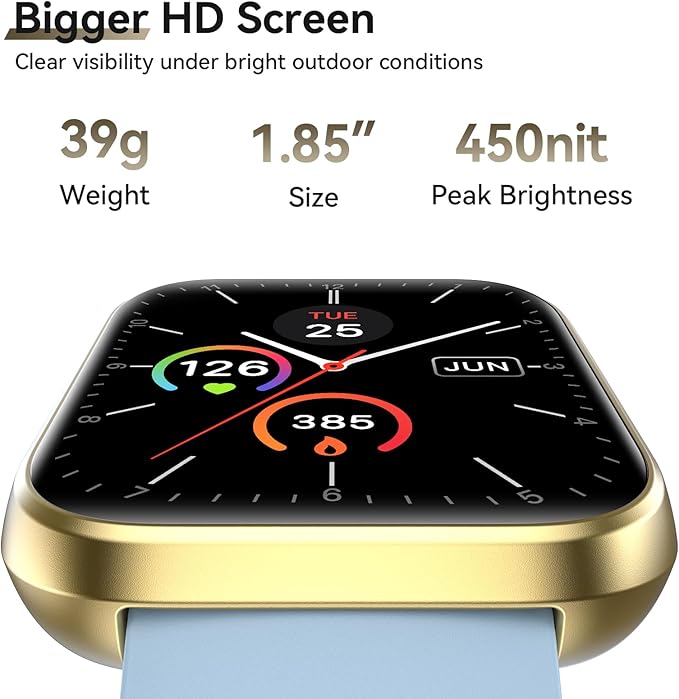 Smart Watches for Women Men, 1.85" Screen Smartwatch Compatible iPhone Android Phone Answer/Make Call, 24/7 SpO2 Sleep Heart Rate Monitor,3ATM Waterproof, Fitness Traker 120+Sport ( 2 Bands Included)