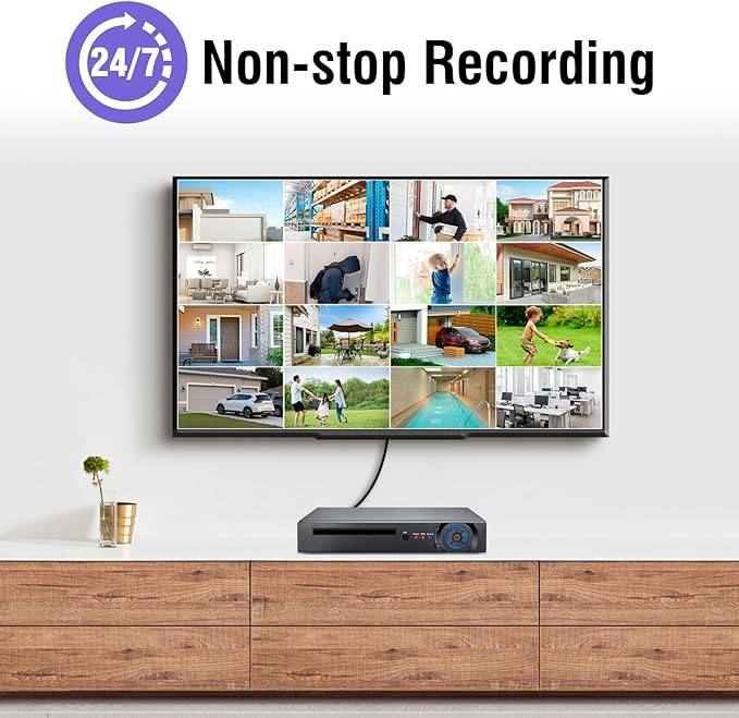 16 Channel Security Recorder DVR,5MP 16CH Surveillance Video Recorder for Security Camera,5MP Hybrid 5-in-1 Camera DVR AHD/TVI/CVI/CVBS/IP with Human Detection,24/7 Recording(with 2TB Hard Drive)