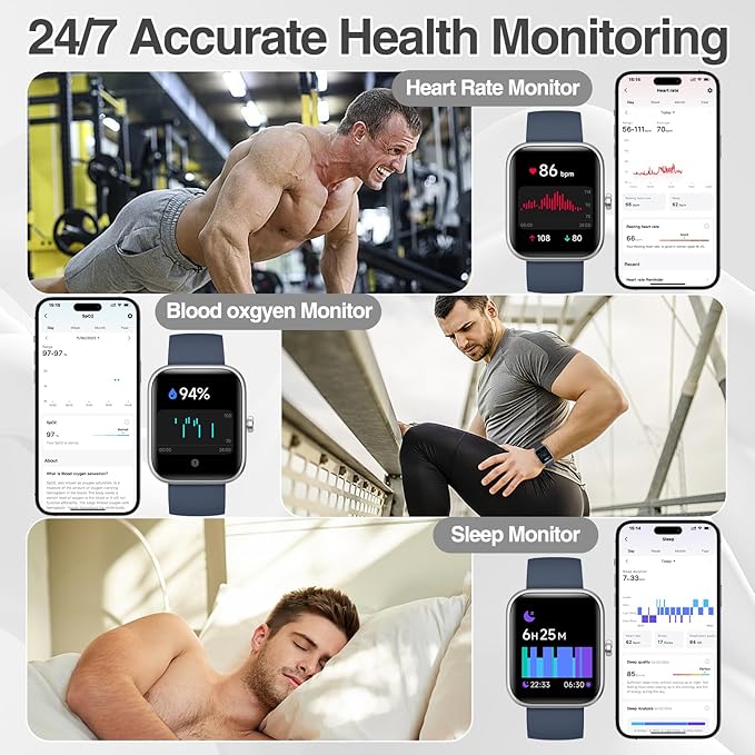 Smart Watch for Women Men with Bluetooth Call, Alexa Built-in Smartwatch, 1.83"DIY Dial Fitness Watch with Sleep Heart Rate Monitor, 110+ Sport Modes, IP68 Waterproof Watch Compatible with Android iOS