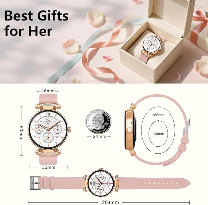 Smart Watches for Women Android IOS, 1.2'' AMOLED Ultra-Clear Screen Fitness Trackers with Bluetooth Call (Answer/Make), Smartwatch with Heart Rate,Sleep Monitor, IP68 Waterproof,100+ Sports Mode
