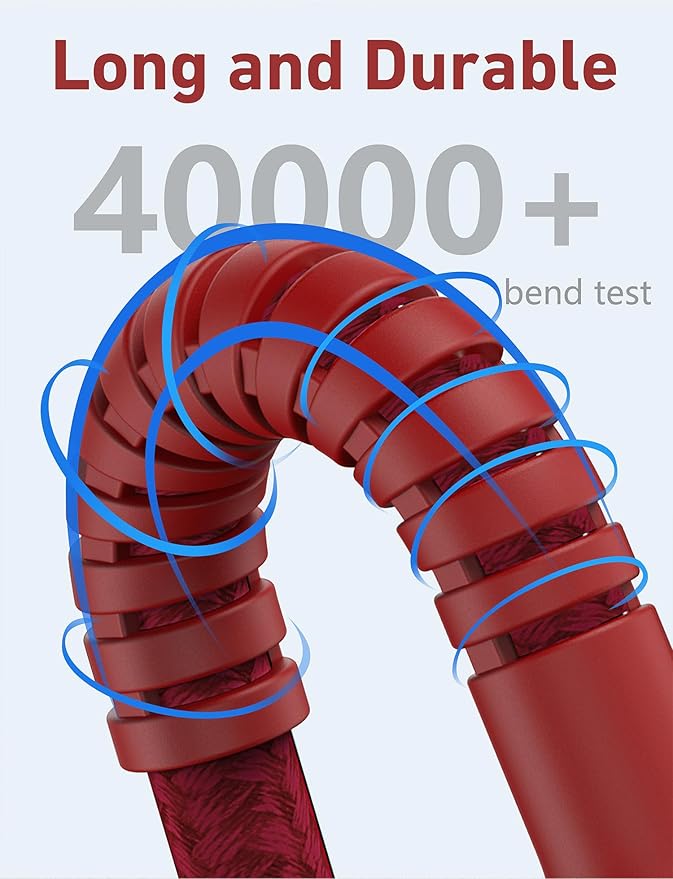 USB C Cable 10FT, 2Pack USB A to USB C Charger Cable, Type C Cable 3A Fast Charging Upgraded Extra Durable Braided USBC Cord Compatible with iPhone 17/16 15 Pro Max/Samsung Galaxy S23 and More-Red