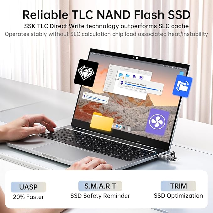 SSK 1TB USB Flash Drive SSD, External TLC NAND Solid State Drive Dual USBC & USBA Ports, Up to 1000MB/s High-Speed Portable 1TB USB Thumb Drive for iPhone 15/16/17 Pro Mac Android PC Backup